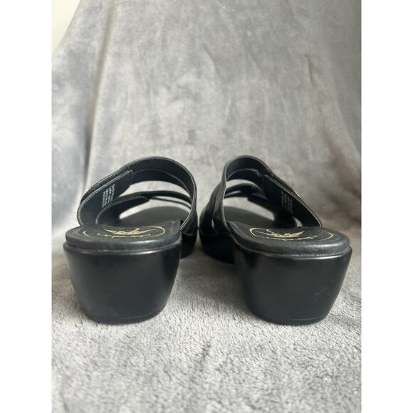 DANSKO Dixie Swirl Black Leather Double Strap Slides Wedge Sandals Size 40 - Picture 5 of 12